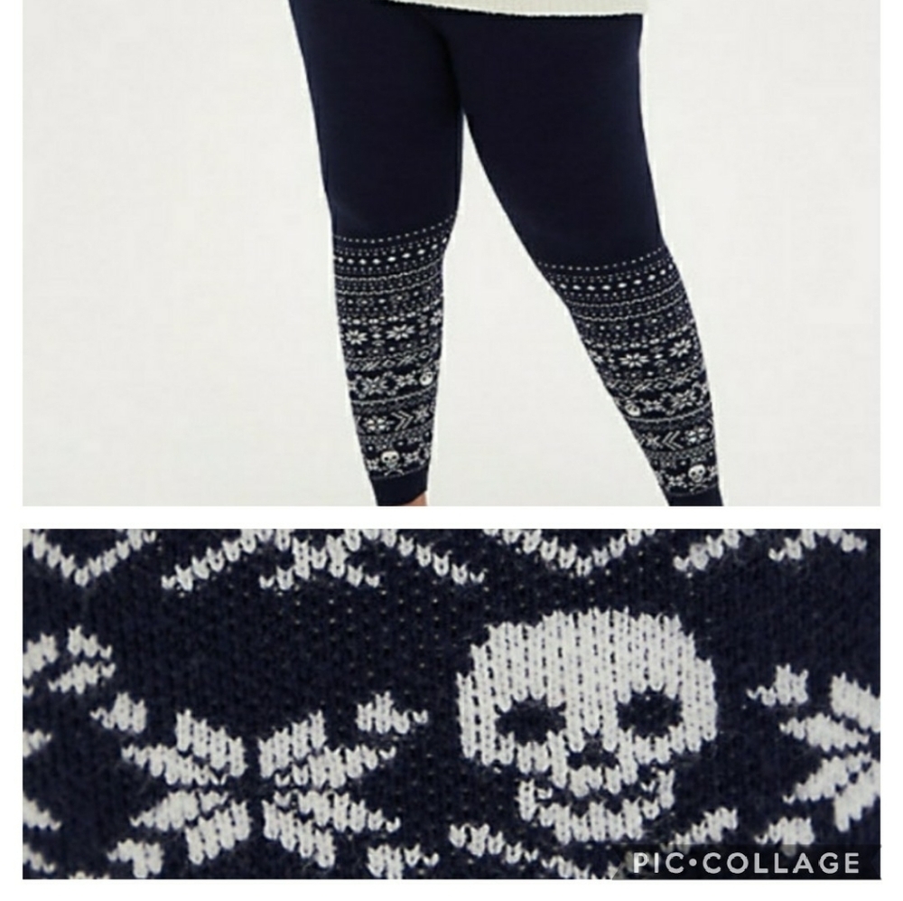 🆕💀 NAVY SWEATER KNIT FAIR ISLE SKULL - PREMIUM LEGGING 💀